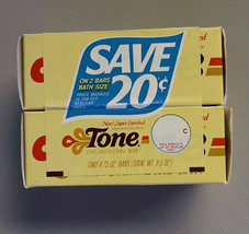 Tone Skin Care Bars 4.75 oz Cocoa Butter Yellow Bath Size Soap Vintage Box TWO - $18.09