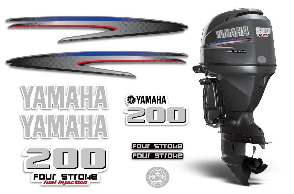 Yamaha 200 4 Stroke HP Decal Kit Outboard Engine Graphic 200hp Sticker