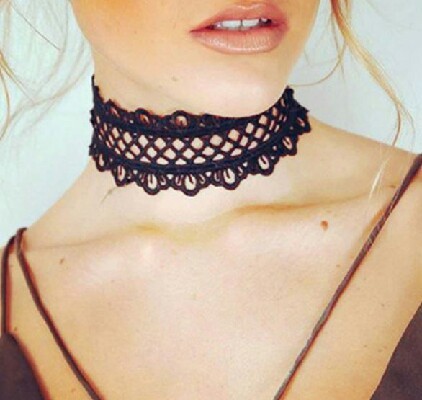 1 NEW black frilly choker necklace and 