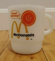 VIntage Anchor Hocking McDONALDS Good Morning Coffee Mugs Stackable Milk... - $14.50