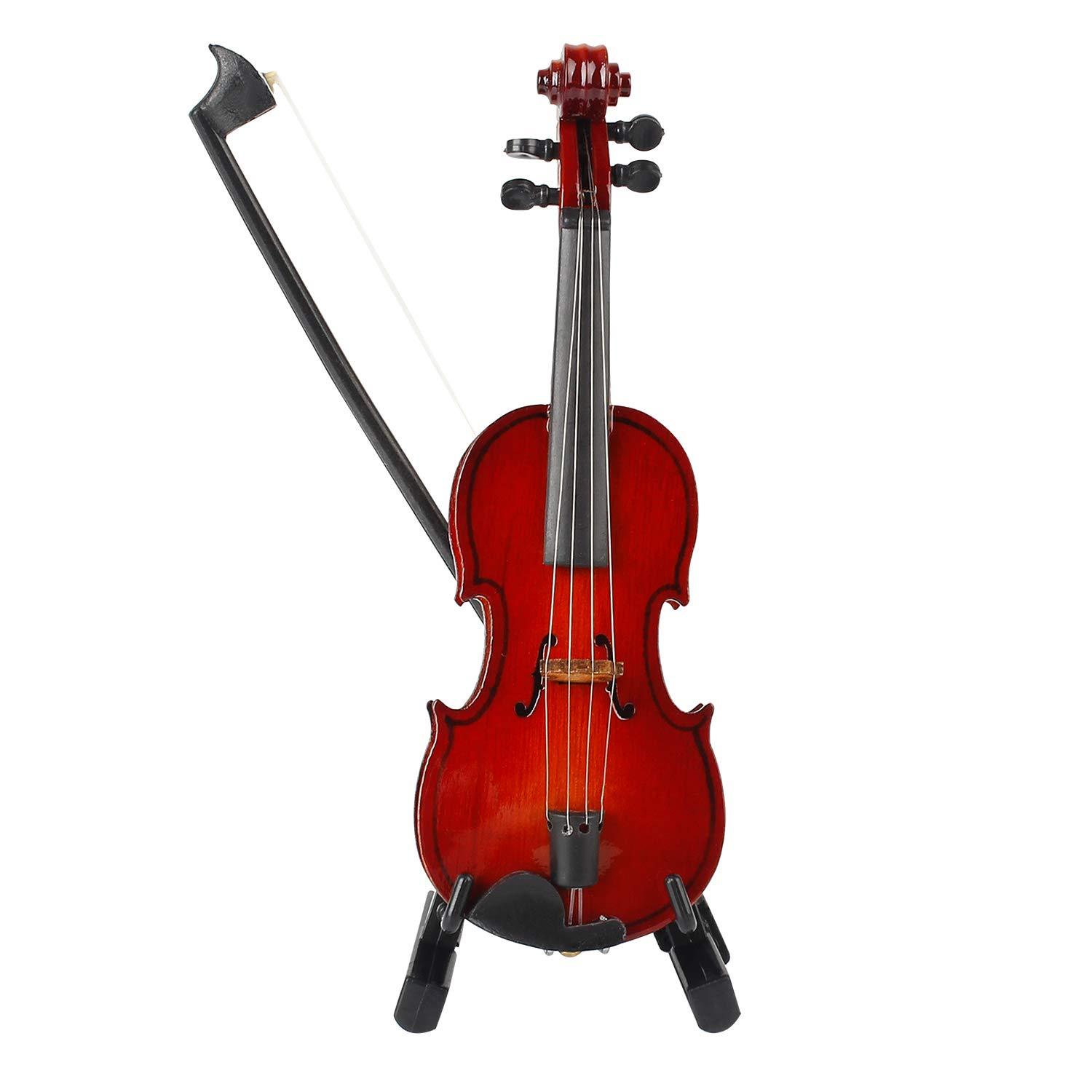 MyLifeUNIT Mini Violin with Stand Bow and Case, Wooden Musical