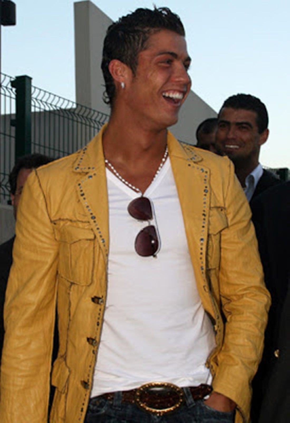 Cristiano Ronaldo Sexy Yellow Leather Blazer Motorcycle ...