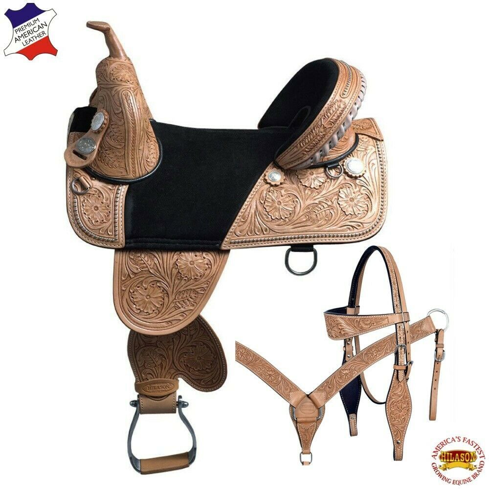 U615 15" Hilason Treeless Western Horse Saddle Leather Trail Barrel