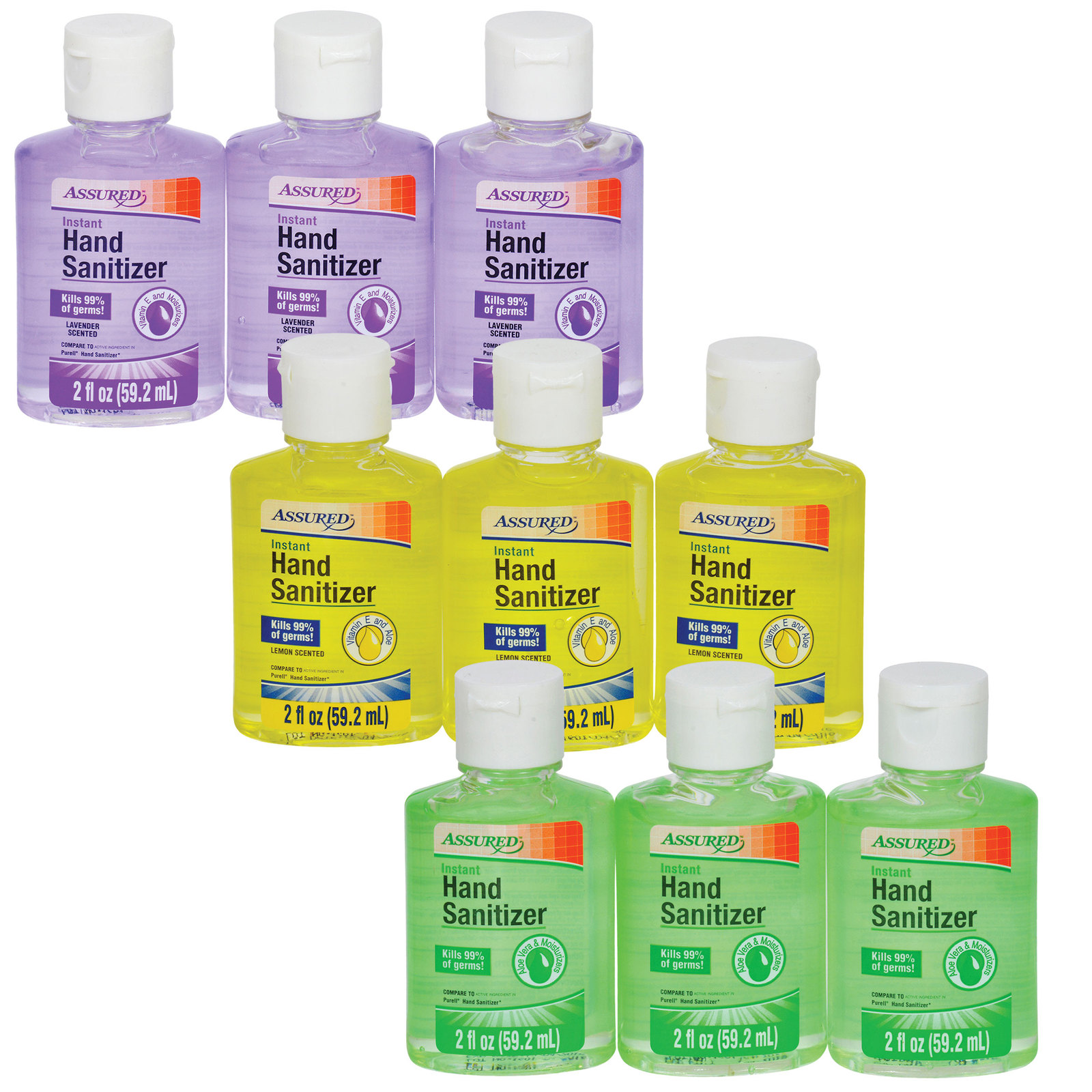 3ct. Packs of Assured™ 2oz. TravelSized Hand SanitizersLavender