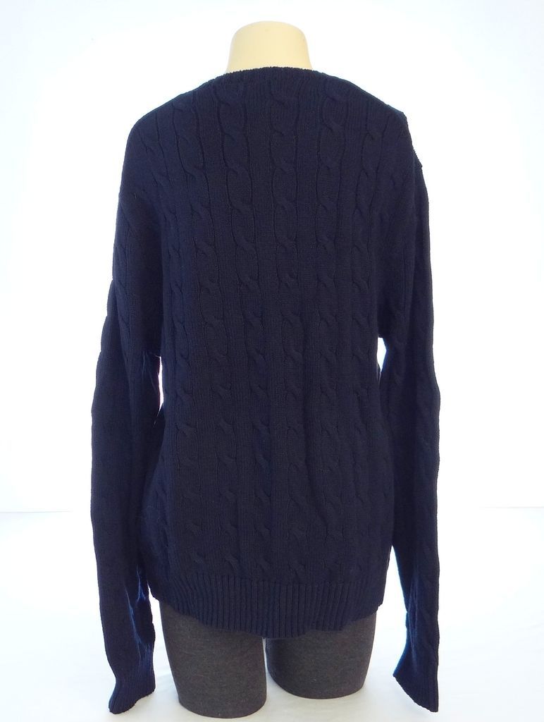 Polo Ralph Lauren Navy Blue Crewneck Cable Knit Sweater Women's Large L ...