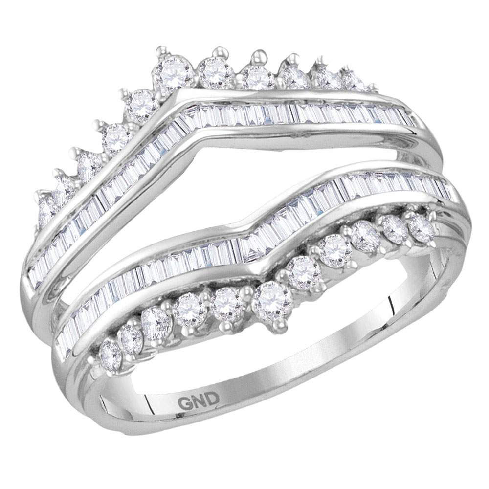 14kt White Gold Womens Round Diamond Wrap Ring Guard