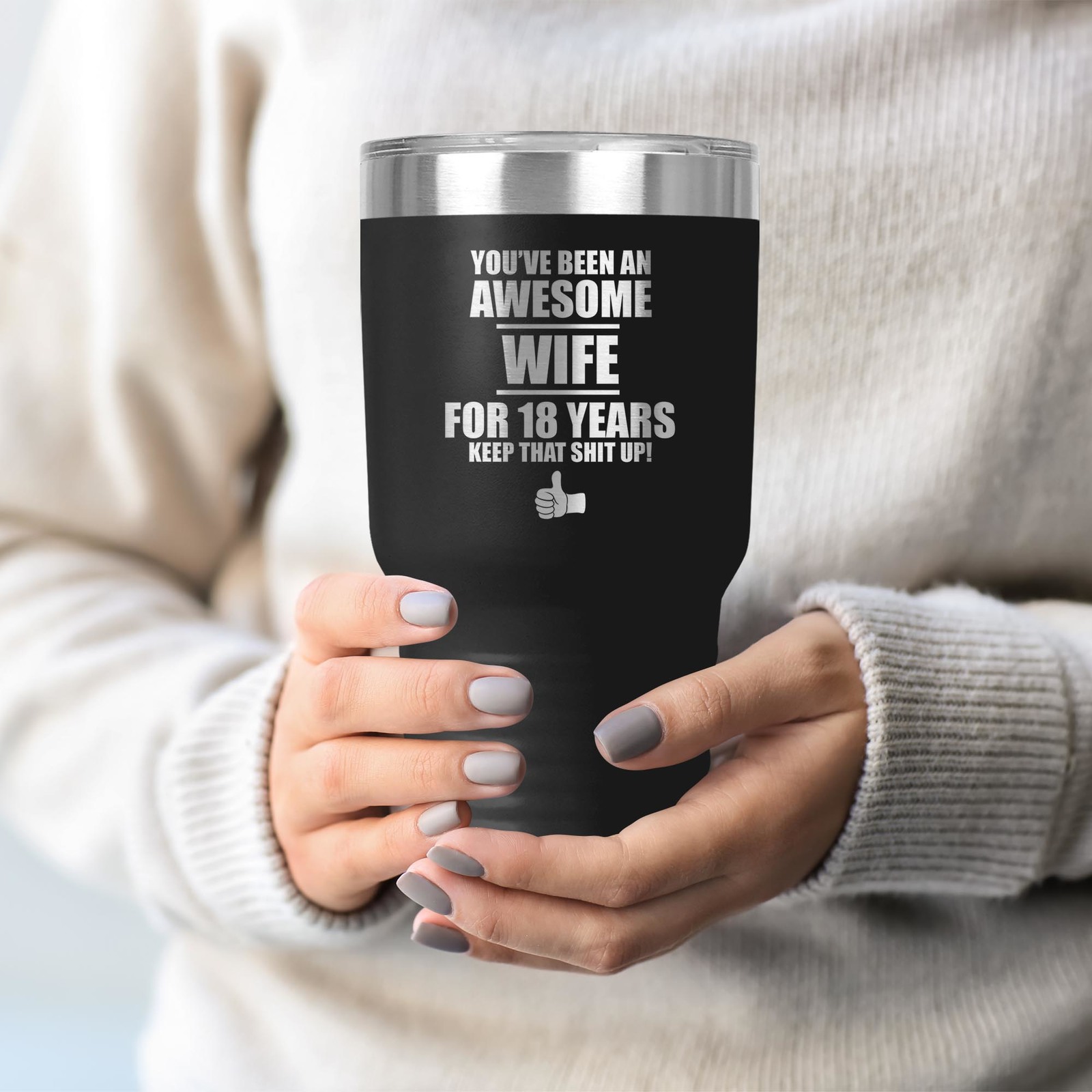 18th Wedding Anniversary Tumbler Cup 18 Year Gift For Wife