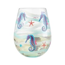 Lolita Seahorse Stemless Wine Glass 20 oz 5" H Gift Boxed Collectible Ocean Sea image 2
