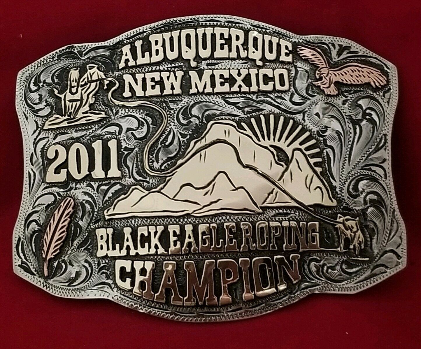 2011 RODEO TROPHY BELT BUCKLEALBUQUERQUE NEW MEXICO ROPING CHAMPION