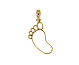 SOLID 18K YELLOW GOLD SMALL 17mm 0.67" FOOTPRINT PENDANT, FOOT CHARM, ITALY MADE image 1