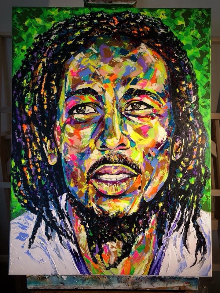 Bob Marley Spontaneous Realism ABSTRACT Modern Oil Painting on canvas ...