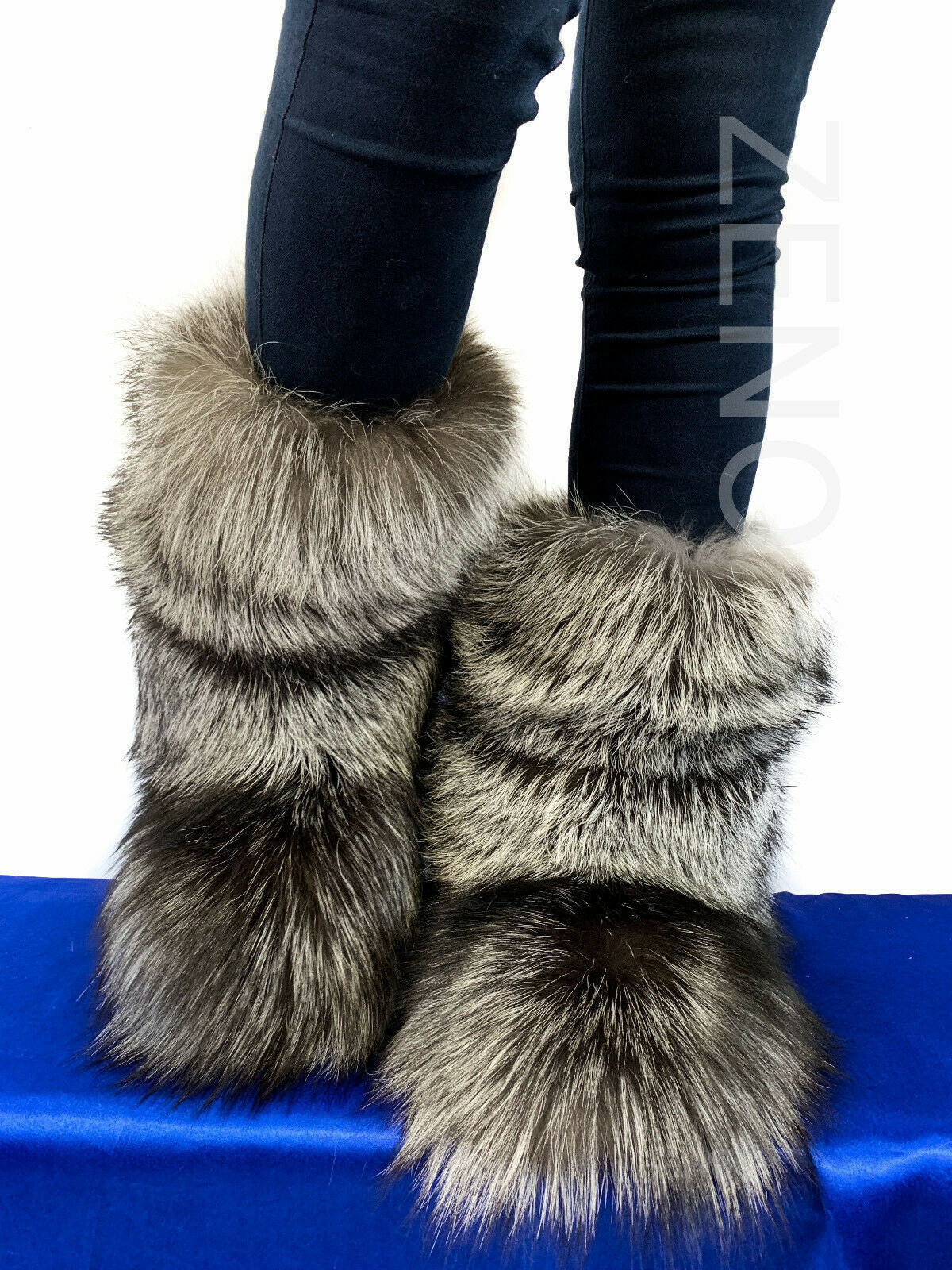 Double-Sided Silver Fox Fur Boots For Outdoor Eskimo Fur Boots Arctic ...