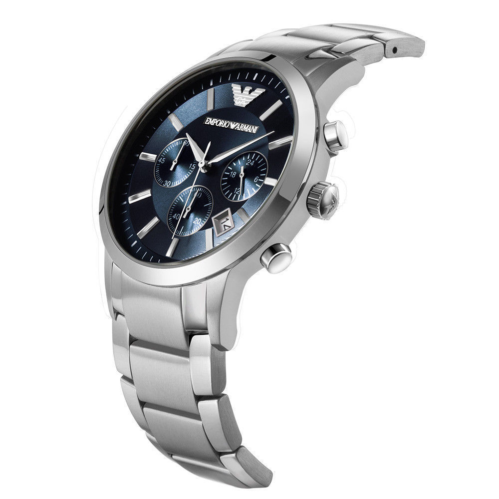 mens emporio armani chronograph blue dial watch ar2448