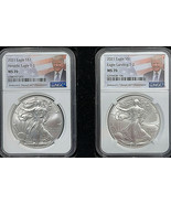 2021 American Silver Eagle $1 TI + T2 TRUMP 2 Coin Bullion Set NGC MS70  - $185.22