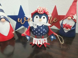 Patriotic July 4th Fabric Felt Bird Red White Blue Tabletop Home Decor 7... - $39.59