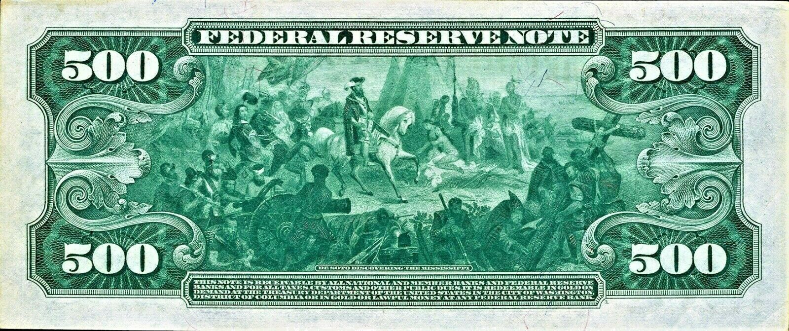 Reproduction US $500 Dollar Bill, Series 1918 Large size with BLUE seal ...