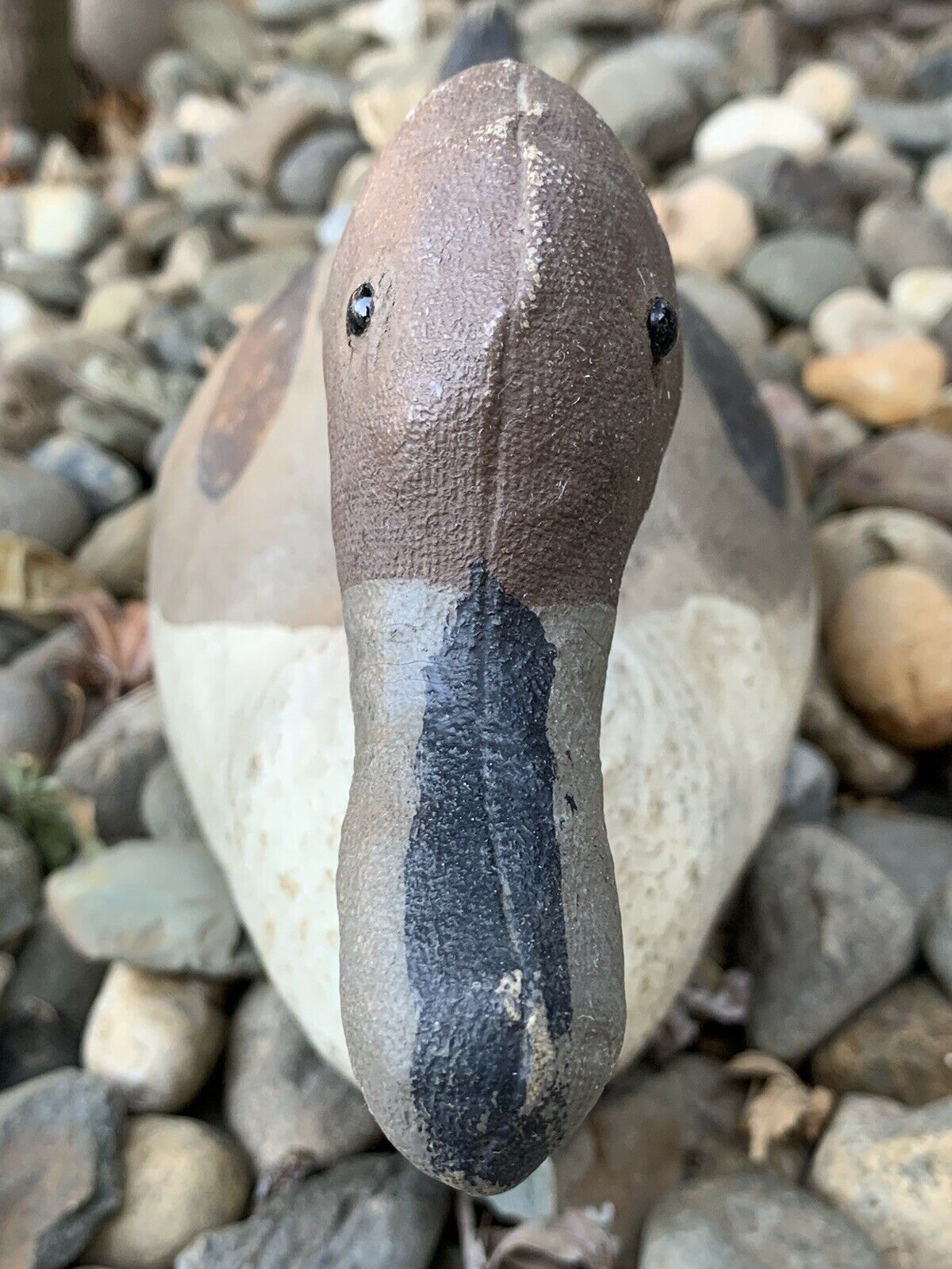 Old Antique Canvas Duck Decoy 15 1/2 inch Hand Painted Lead on Bottom