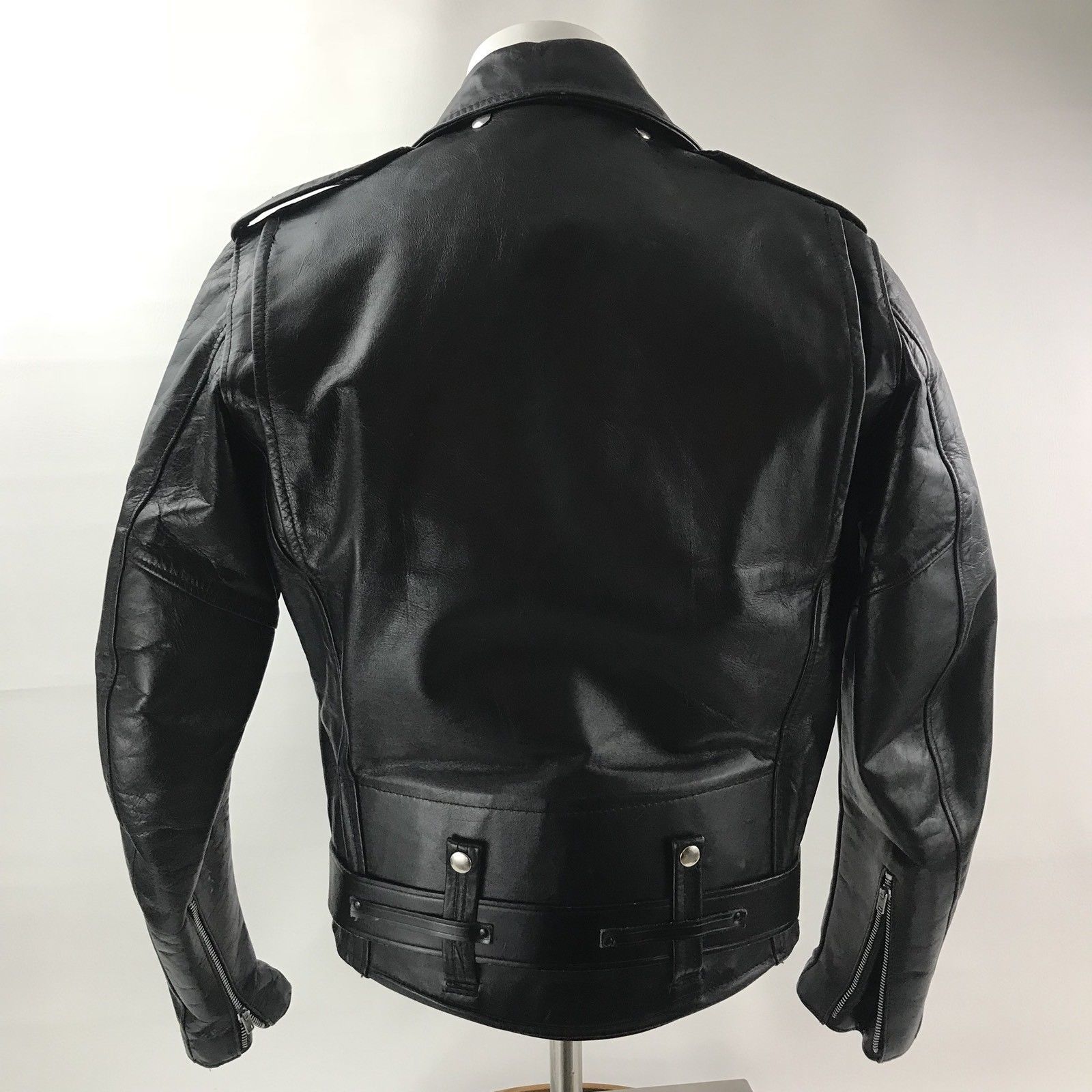 Vintage AMF Harley Davidson Black Leather Biker Motorcycle Jacket Mens ...