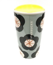 Starbucks Happy Flowers Undated Ceramic Lidded Travel Mug 12oz. Yellow Lid - $24.99