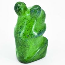 Hand Carved Soapstone Speckled Green Mini Frog Sculpture Figurine Made in Kenya image 3