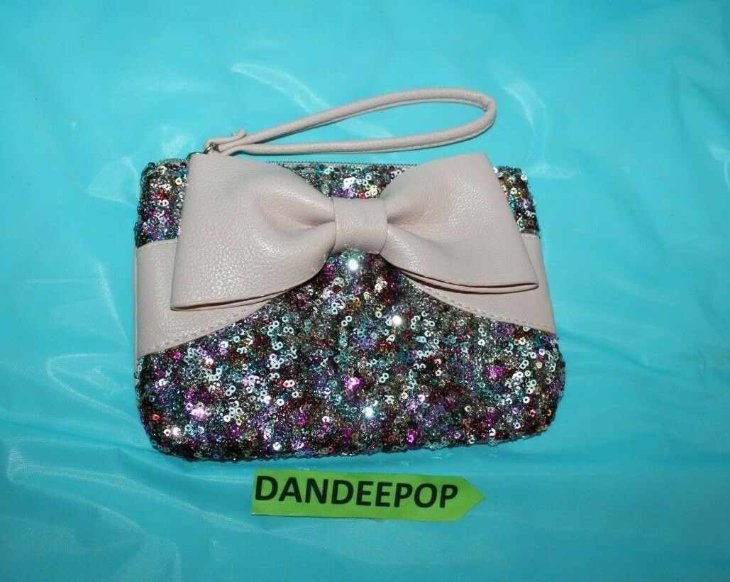 betsey johnson pink sequin purse