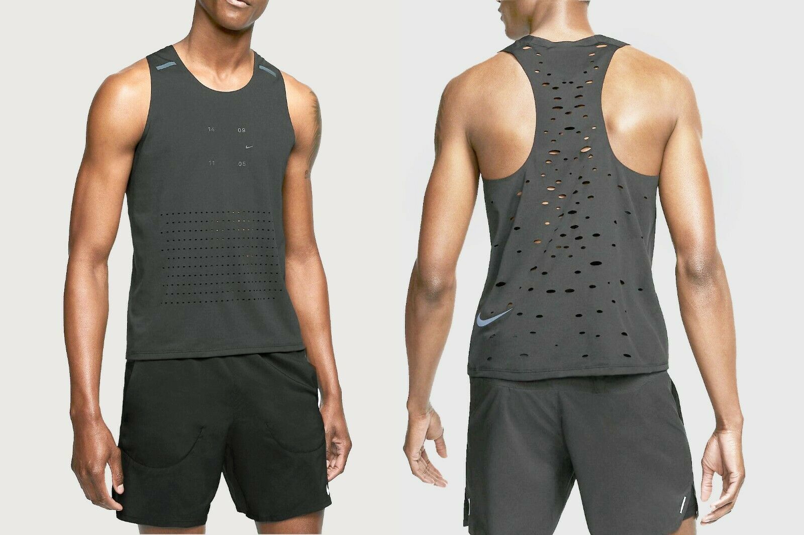 NIKE TECH PACK SINGLET MEN'S RUNNING TANK TOP. BLACK. SIZE SM. REG