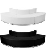 Black White Leather* Convex 3 Pc Sectional Reception Hotel Conference Restaurant - £1,477.12 GBP