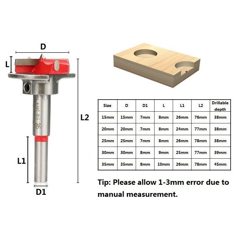 Download 5pcs 15-35mm Adjustable Wood Hole Cutter Carbide Forstner Drill Bit Set - Drill Bits