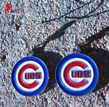 Chicago Cubs Dangle Earrings, Sports Earrings, Baseball Fan Earrings - G... - $3.95