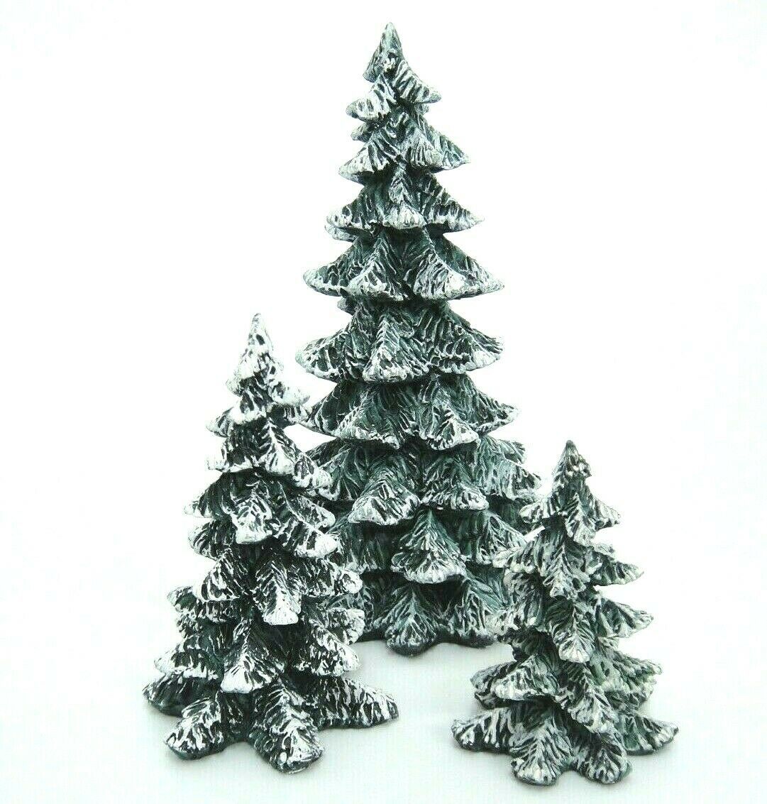 DEPT 56 SNOW VILLAGE HALLOWEEN SPOOKY BLACK GLITTER TREE Set 3 NIB