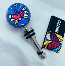 Romero Britto Flying Heart Bottle Stopper Blue Rare Retired Collectible #331461 image 1