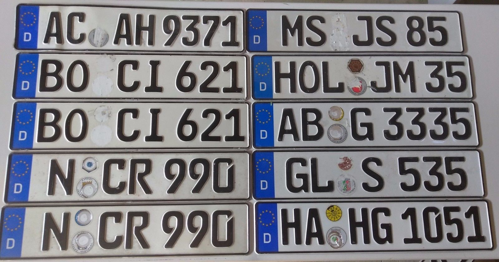 German License Plate Used BMW , Mercedes , VW , Porsche 5 License