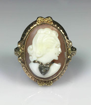Ladies 10k Yellow Gold Carved Shell Vintage Cameo Ring - Size 6.75 - $199.00