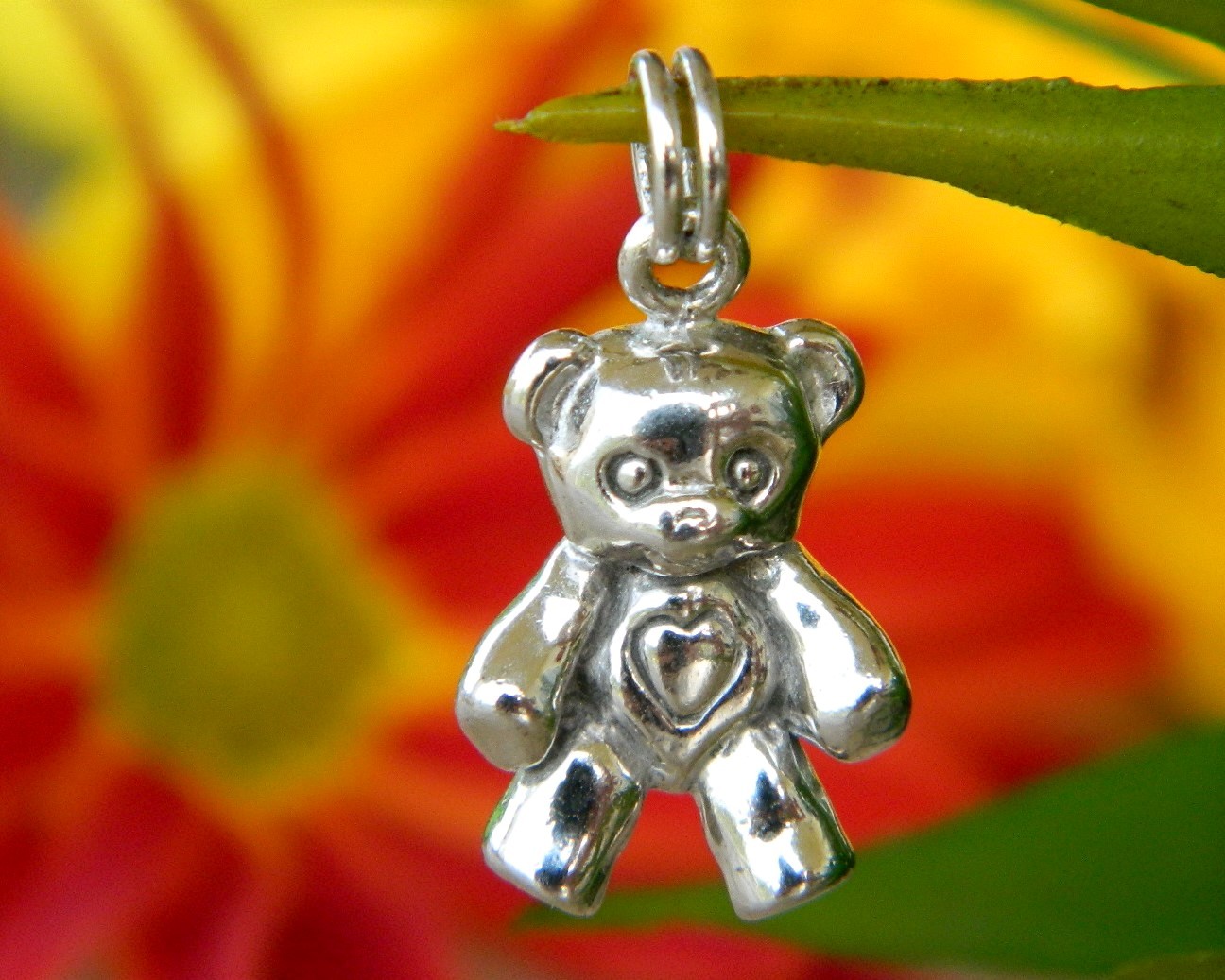 Primary image for Vintage Teddy Bear Bracelet Charm Pendant Sterling Silver Figural