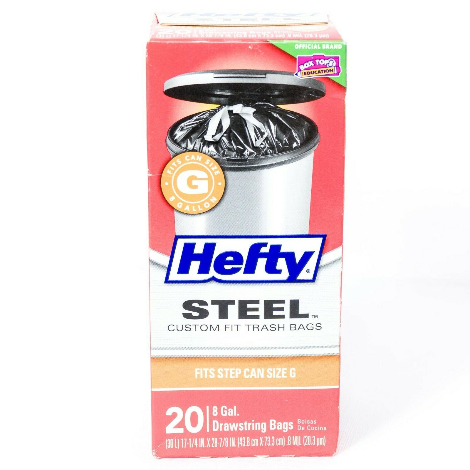 Hefty Steel Drawstring Trash Bags 8 Gallon for Step Cans Size G 20 Bags ...