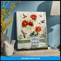 Beautiful Hummingbird and Poppy Flower Inhale Exhale Canvas - $49.99
