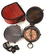 Pocket Compass - Inspirational Quotes Engraved Thoreau's Go Confidently Brass Co