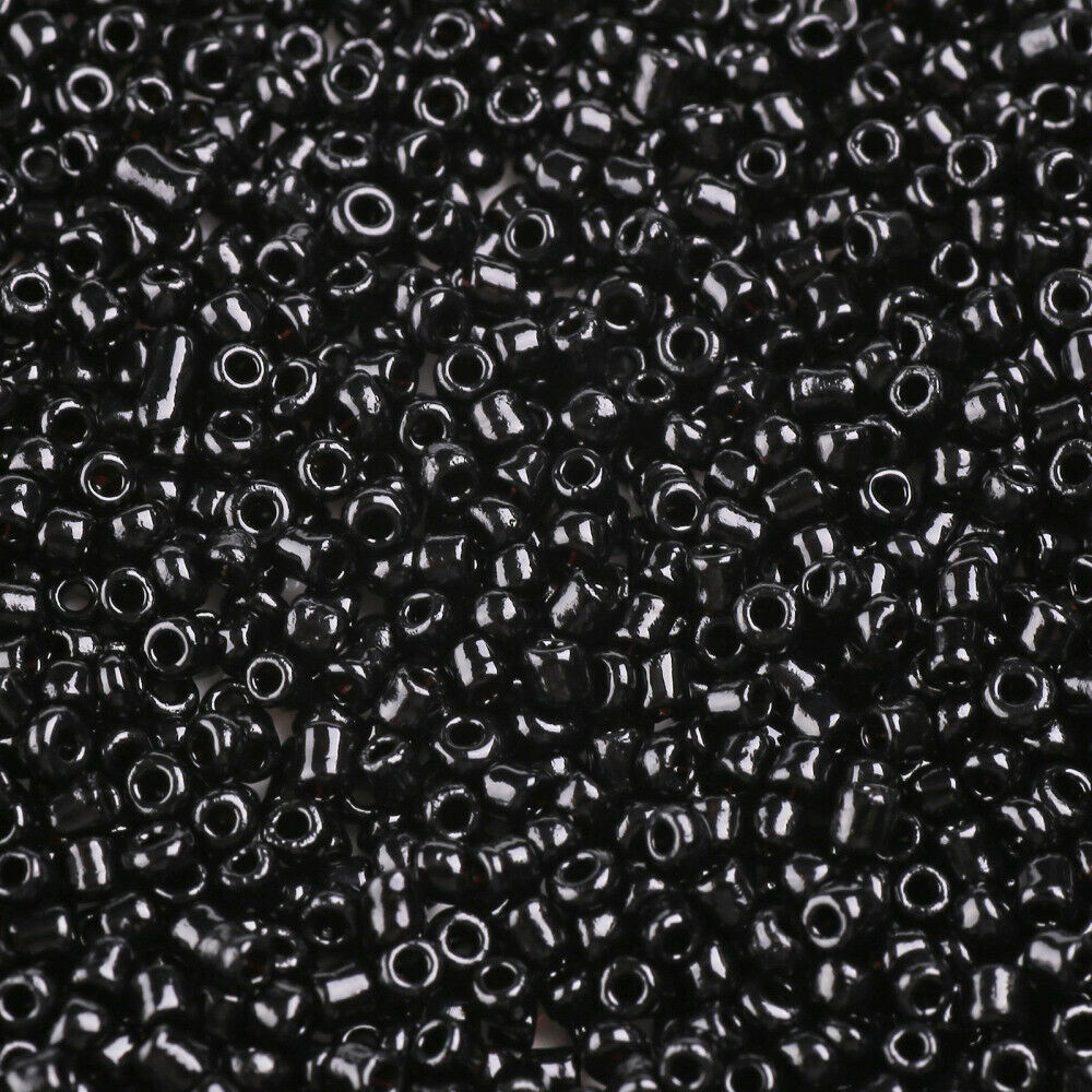Primary image for Opaque Glass Seed Beads Round Black 2mm 6/0 SEED 11