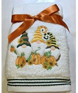 Fall Autumn Harvest Pumpkin Gnomes Embroidered Hand Towel set 2 Holiday ... - £14.73 GBP