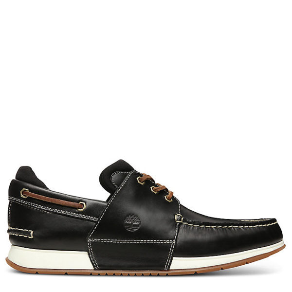 mens black leather boat shoes