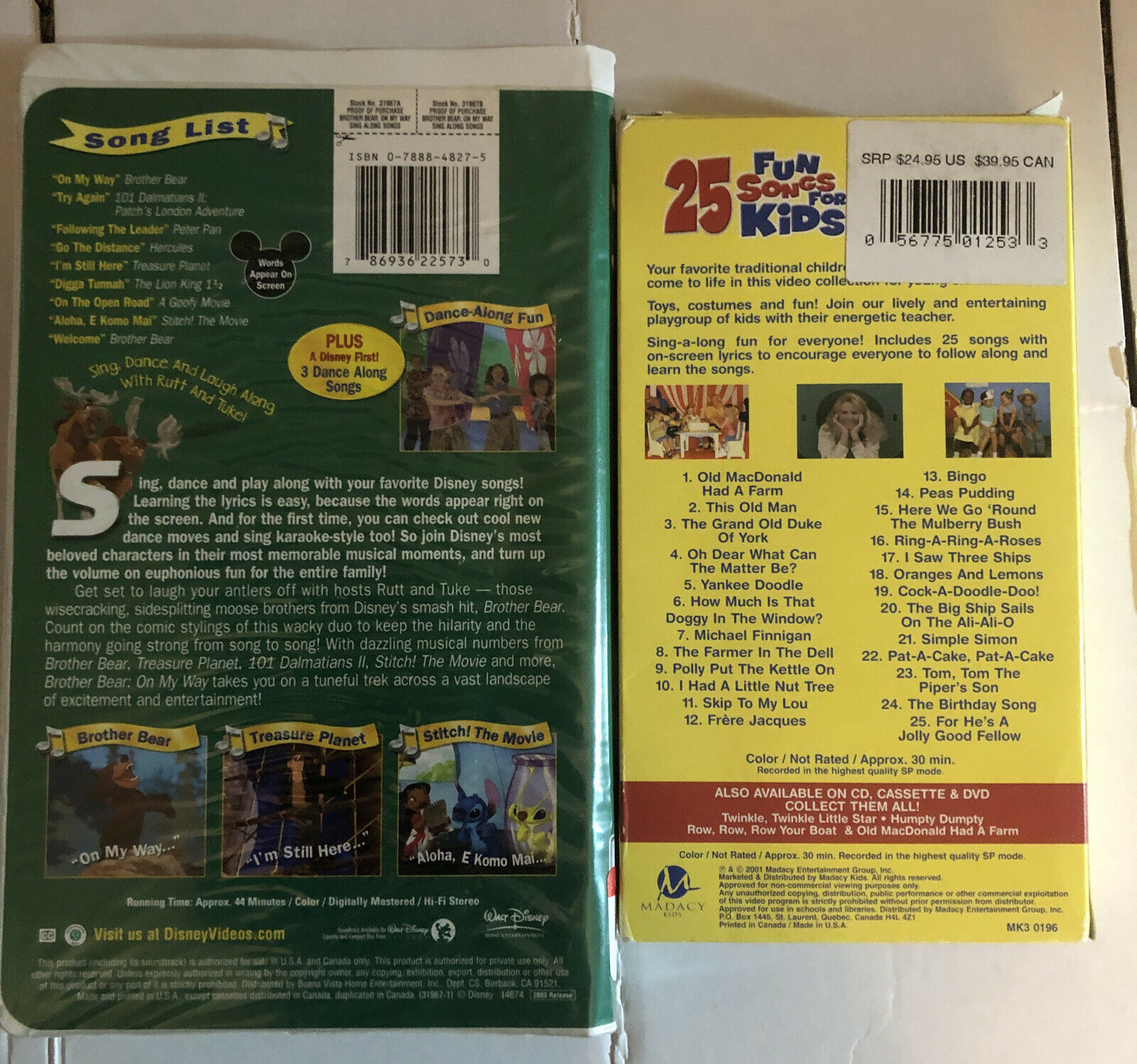 Lot Of 2 Disney’s Sing Along Songs - Brother Bear On My Way & 25 Fun ...