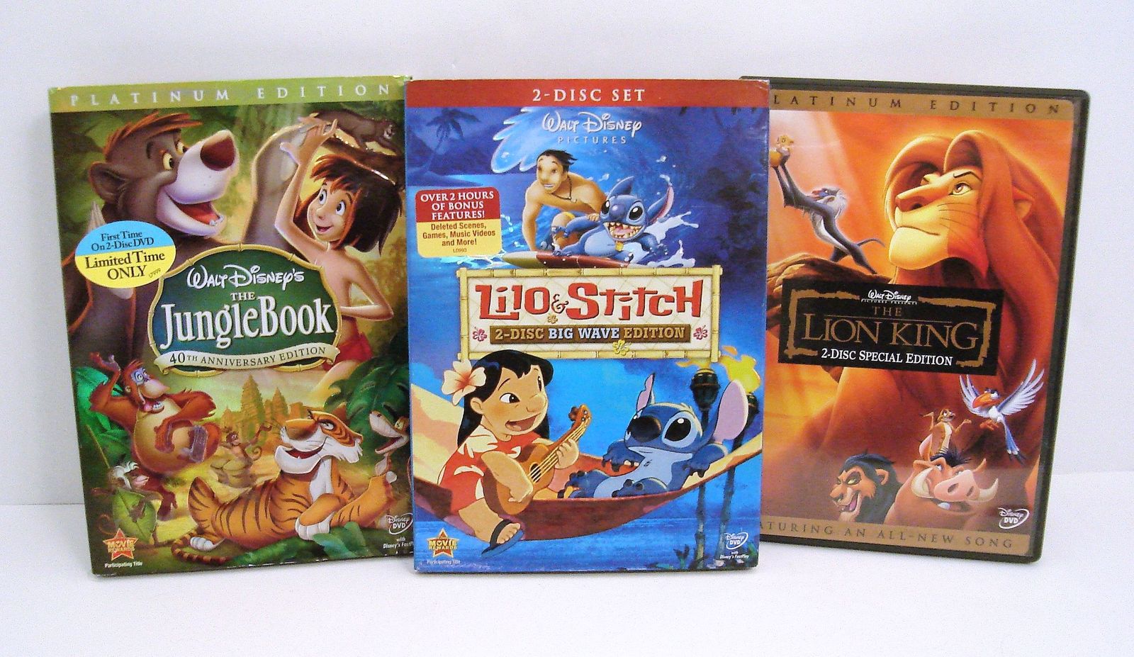 The Lion King LILO & STITCH Jungle Book (Disney Platinum DVD) Lot of 3 ...