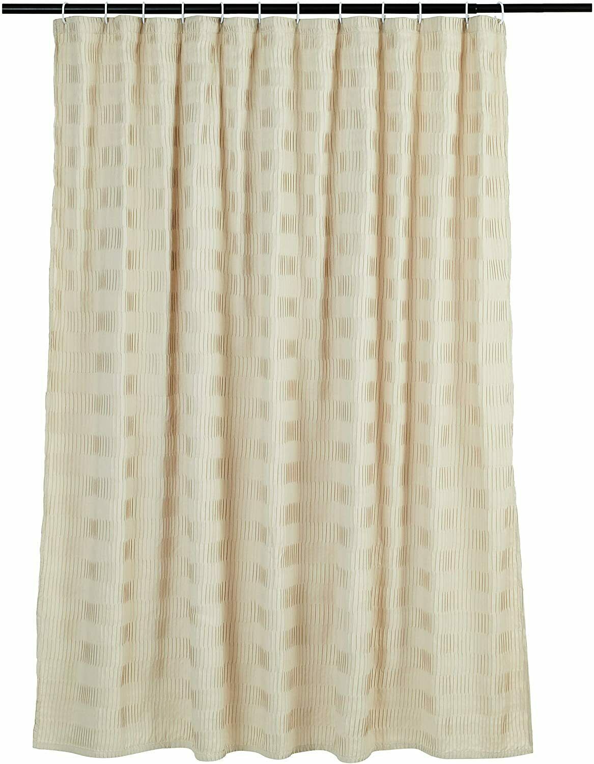 Fawn Beige Pleated French Country Shabby Chic Farmhouse Fabric Shower