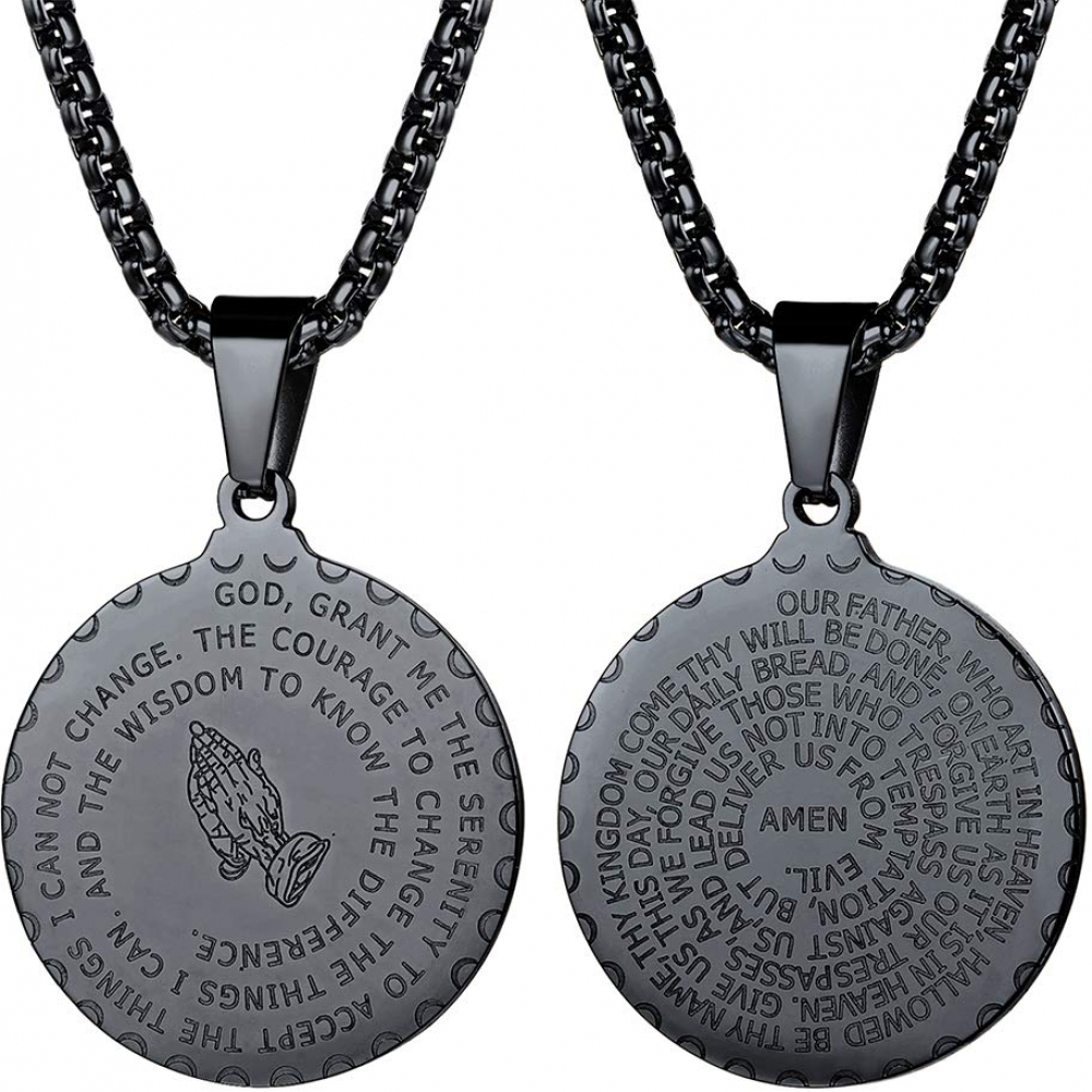FaithHeart Bible Verse Prayer Necklace Christian Jewelry Stainless