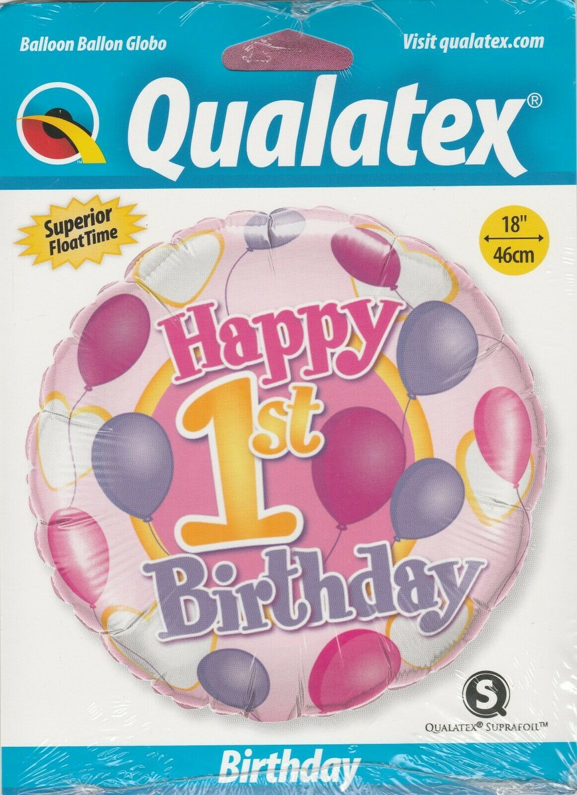 Primary image for 1st Birthday Balloon & Hearts Mylar Foil Balloon by Qualatex 18"