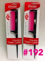 2PCS  OF ANNIE DETANGLING TEASE COMB BLACK BODY WITH PINK BRISTLE # 192 - $5.93