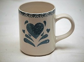 My Heart Gibson Designs 4" Coffee Cup Chocolate Mug Sponged Blue Heart Stoneware - $8.90