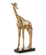 Giraffe Statue 19&quot; High Regal Stature Gold Majestic Resin Africa Safari ... - $168.29