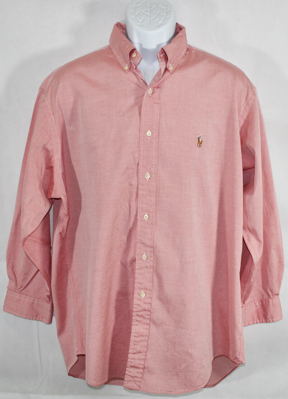 Mens RALPH LAUREN POLO YARMOUTH Sz 16.5 Large SALMON PINK DRESS SHIRT ...