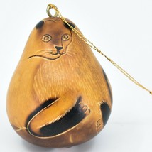 Handcrafted Carved Gourd Art Siamese Cat Kitten Kitty Ornament Handmade in Peru